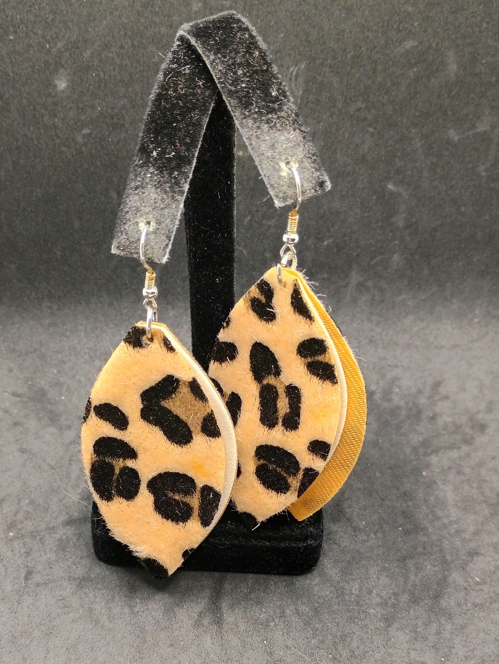 Leopard Layered Teardrop Earrings in Tan & Black